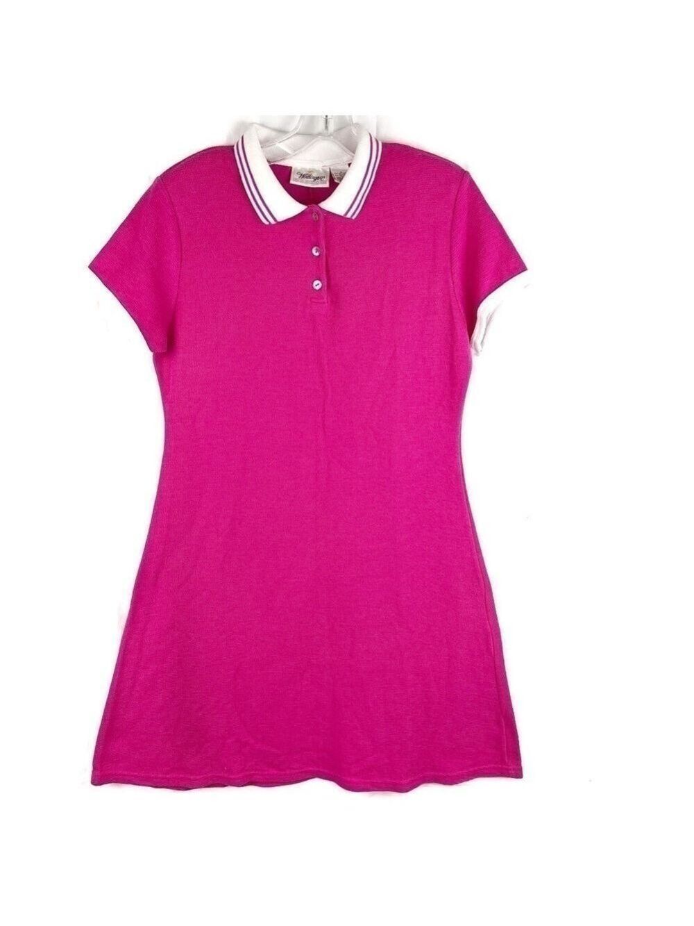 New-worthington Vintage HotPink ShortSleeves VarsityStripes Collar T-Shirt Dress